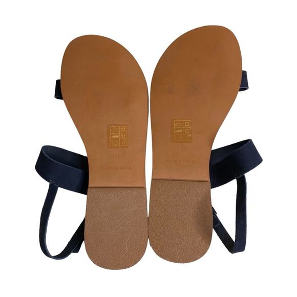 Splendid Navy Blue Leather Flat Sandals Women’s Size 11B - Picture 4 of 6